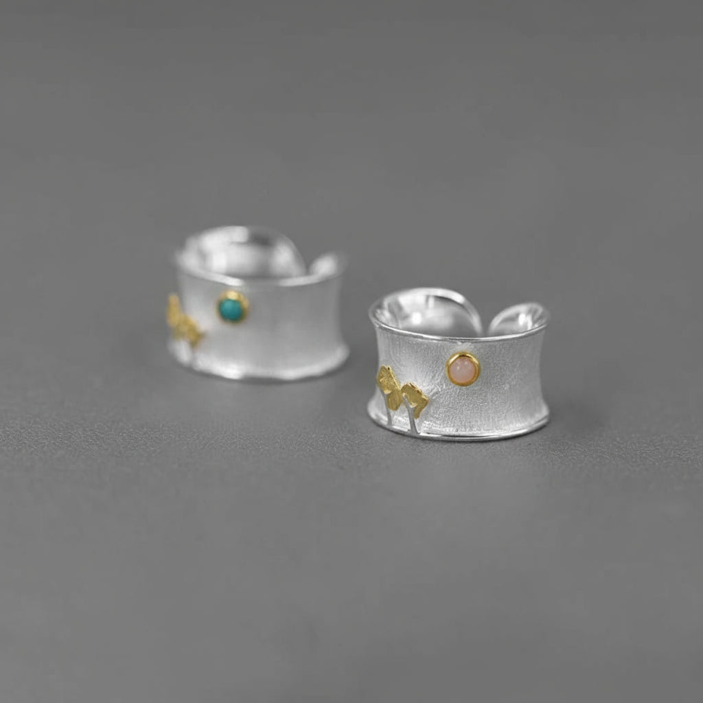 Silver Two Tone Plating Tree and Moon (Turquoise or Opal)