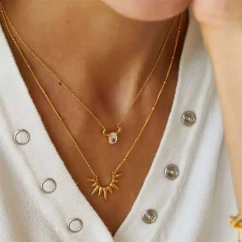 Silver 18K Gold Plated Sunshine Choker Necklaces, French Style