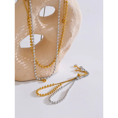 Stainless Steel Beads Chain Adjustable Necklace and Bracelet Bangle