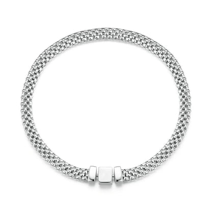 Silver Classic Square Buckle Chain Bracelet