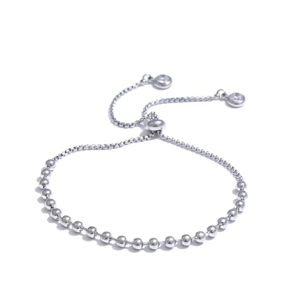 Stainless Steel Beads Chain Adjustable Necklace and Bracelet Bangle