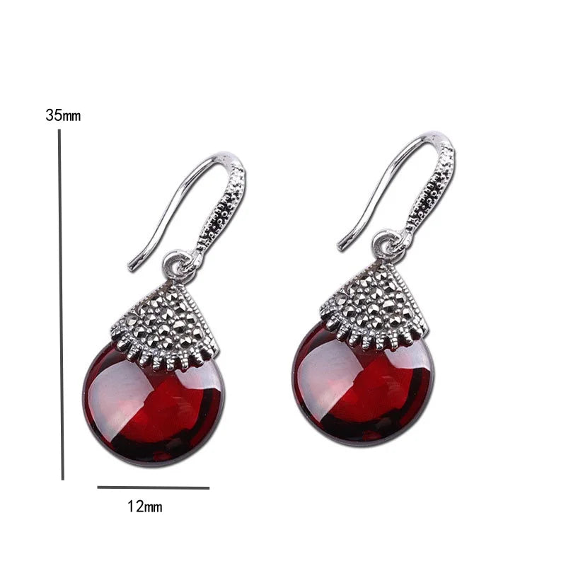 Silver Inlaid Droplet Earrings