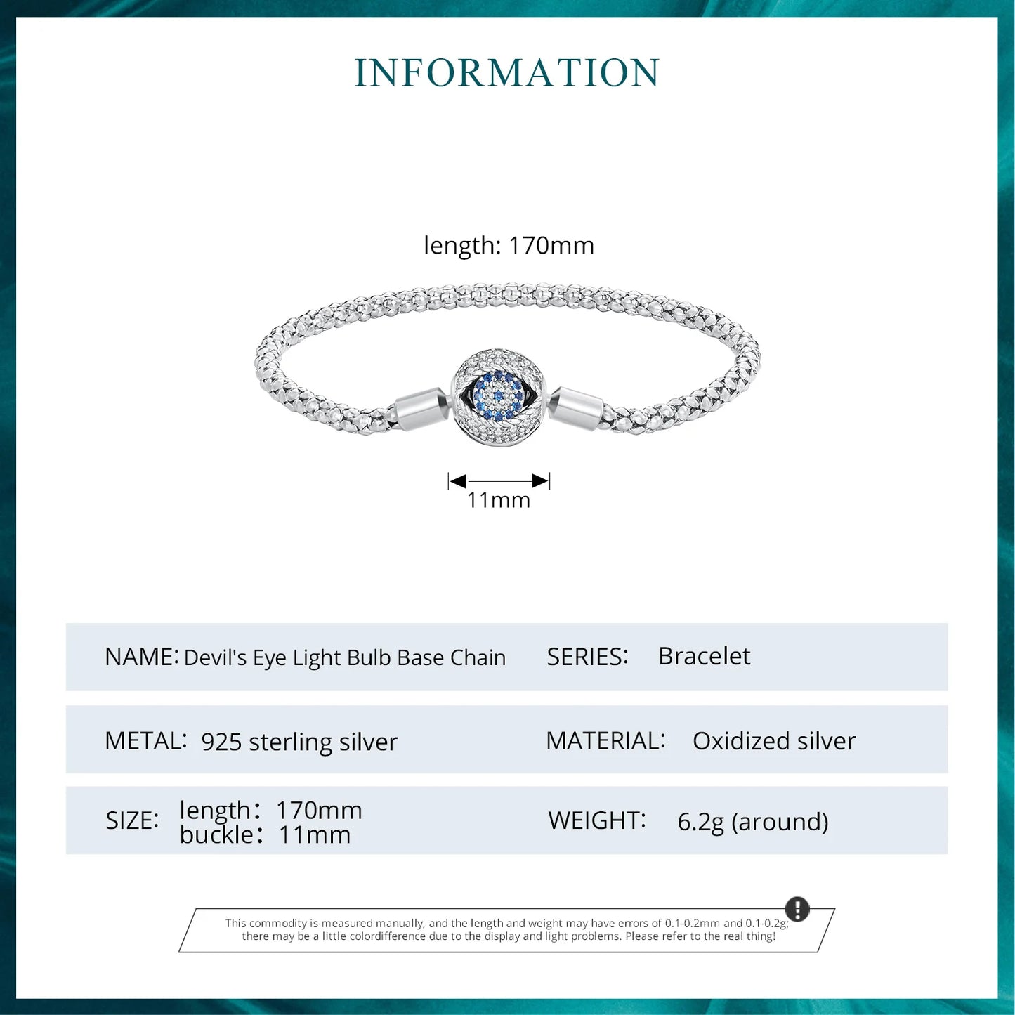 Silver Devil's Eye Bracelet Bangle with Zircon