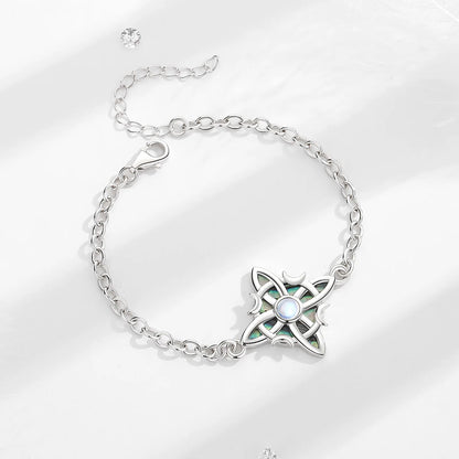 Silver Moonstone Celtic Knot Amulet Chain Bracelet