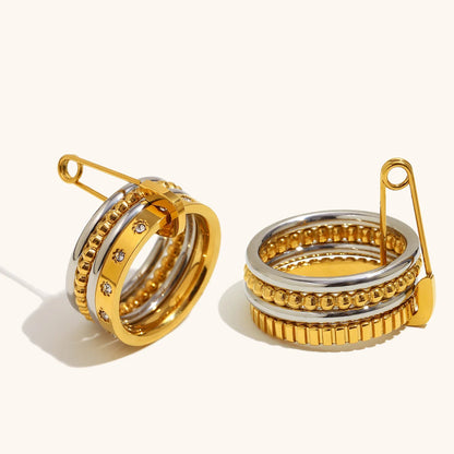 Waterproof 18K Gold Plated Pin Loop Buckle Ring