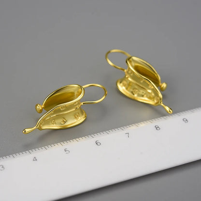 18K Gold Clock Dangle Earrings – 925 Sterling Silver the "Eternity of Memory" collection