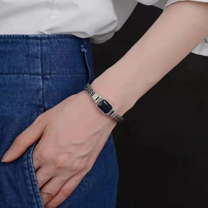 Silver Vintage Blue Crystal Gem Bracelet
