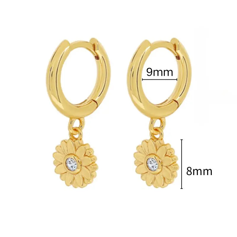 925 Sterling Silver Needle Round Vintage Geometric Pendant Earrings