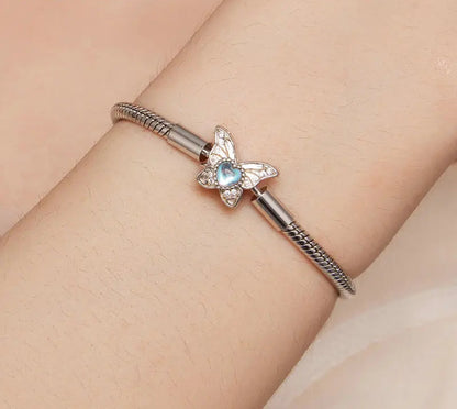 Silver Moonstone Butterfly Bracelet