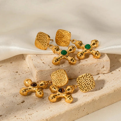 18K Gold Plated Stainless Steel Cross Earrings Stud