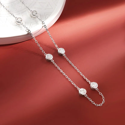 Silver Full Moissanite Tennis Charm Necklace