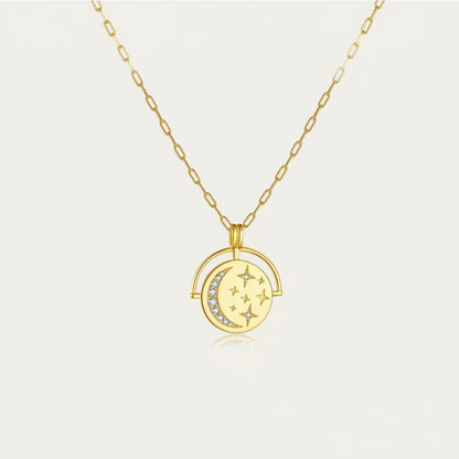 Silver Coins Horoscope Necklace with Star Zircon Pendant