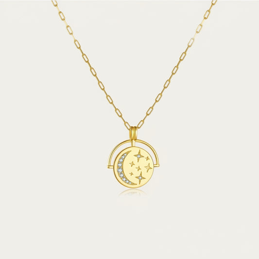 Silver Coins Horoscope Necklace with Star Zircon Pendant