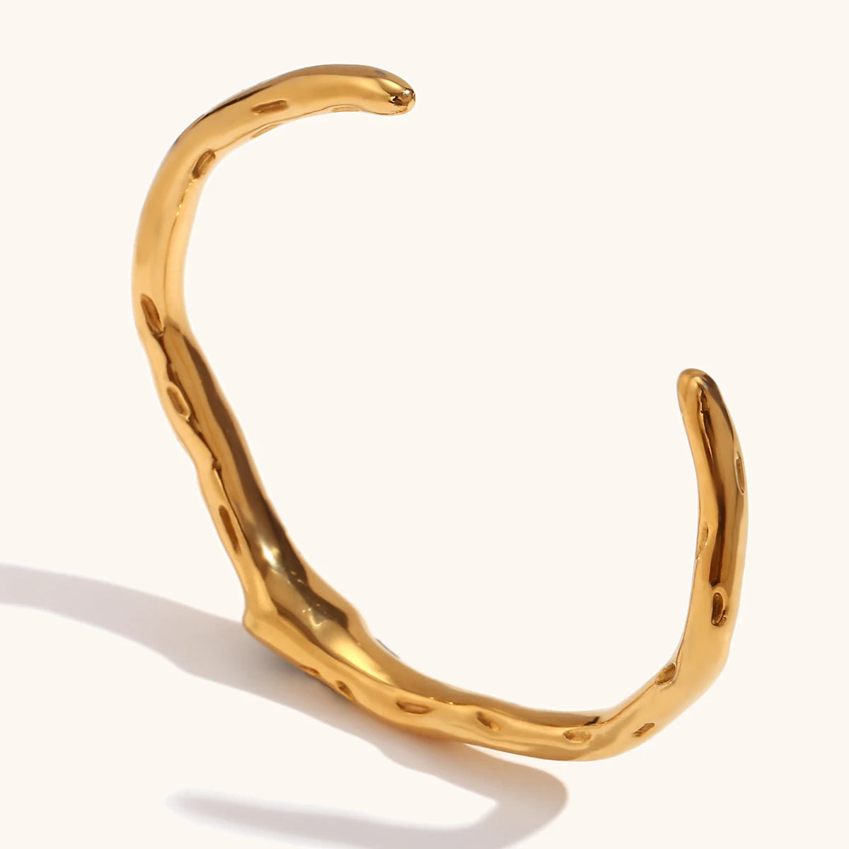 18K Gold CZ Open Bracelet Waterproof Stainless Steel Hypoallergenic