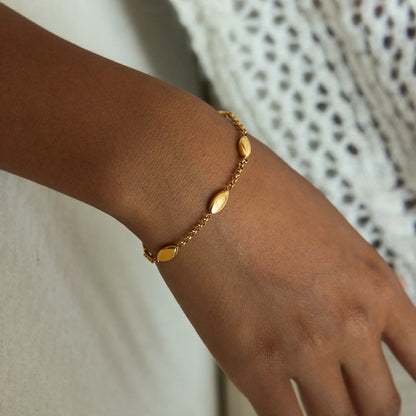 18K Gold Horse Eye Link Chain Bracelet Waterproof Stainless Steel