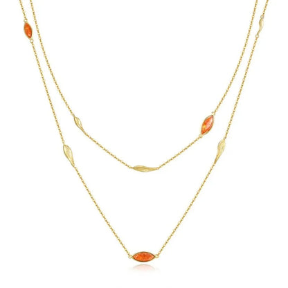 Elegant 925 Silver Multi‑Layer Necklace with Natural Stones