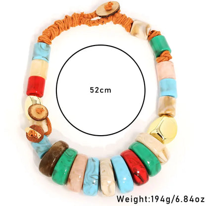 Handmade Statement Boho Necklace with Colorful Beads
