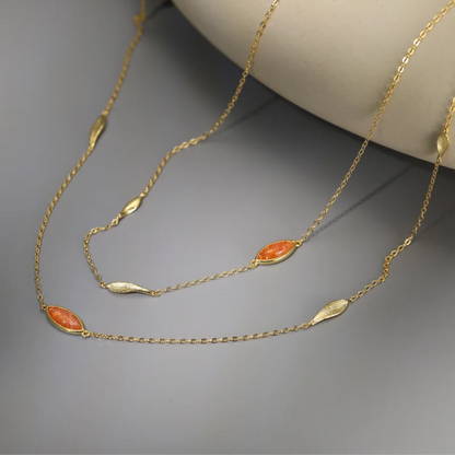 Elegant 925 Silver Multi‑Layer Necklace with Natural Stones