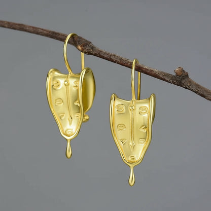 18K Gold Clock Dangle Earrings – 925 Sterling Silver the "Eternity of Memory" collection