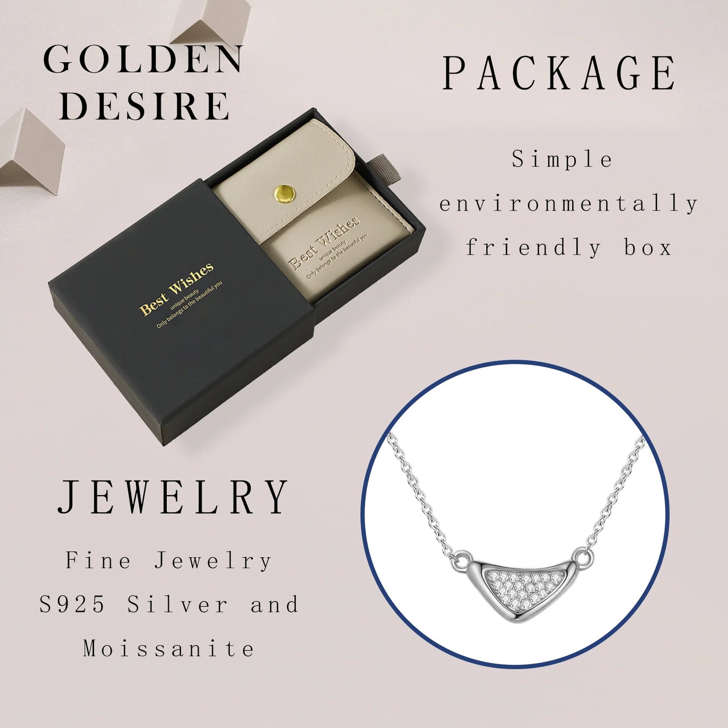 Moissanite Pendant Necklace 925 Sterling Silver, 18K Gold Plated