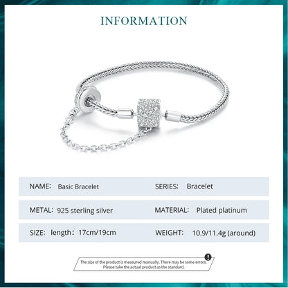 Silver Charm Bracelet with Safety Chain