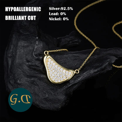 Moissanite Pendant Necklace 925 Sterling Silver, 18K Gold Plated