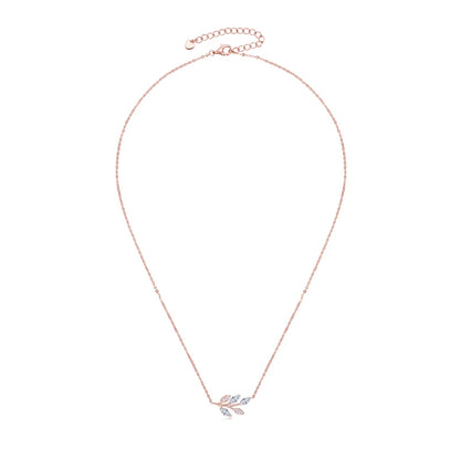 Silver Marquise Cut Moissanite Leaf Pendant Necklace