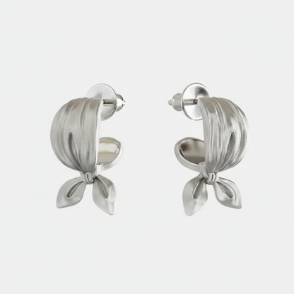 Silver 3D Bow Stud Earring
