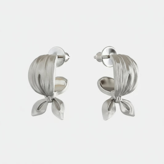 Silver 3D Bow Stud Earring