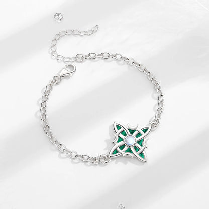 Silver Moonstone Celtic Knot Amulet Chain Bracelet