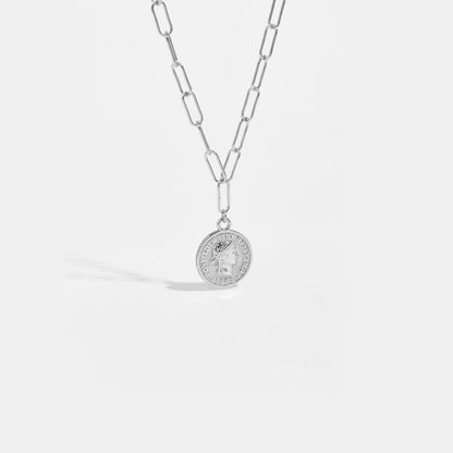 Silver Big Horoscope Chain Coins Queen Necklace