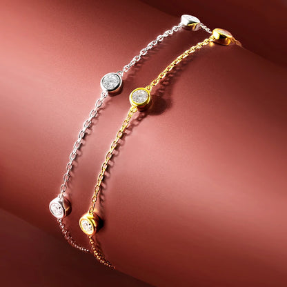 Silver Full Moissanite Tennis Charm Necklace