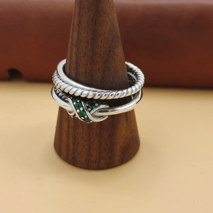 Adjustable Silver Multi-layer Winding Inlaid Zircon Ring