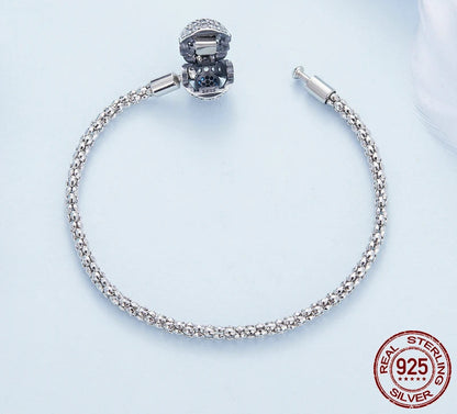 Silver Devil's Eye Bracelet Bangle with Zircon