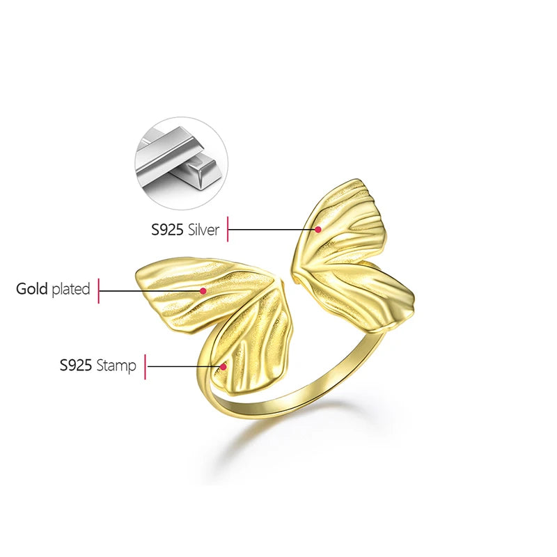 Silver Adjustable Vintage Butterfly Rings