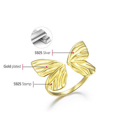 Silver Adjustable Vintage Butterfly Rings