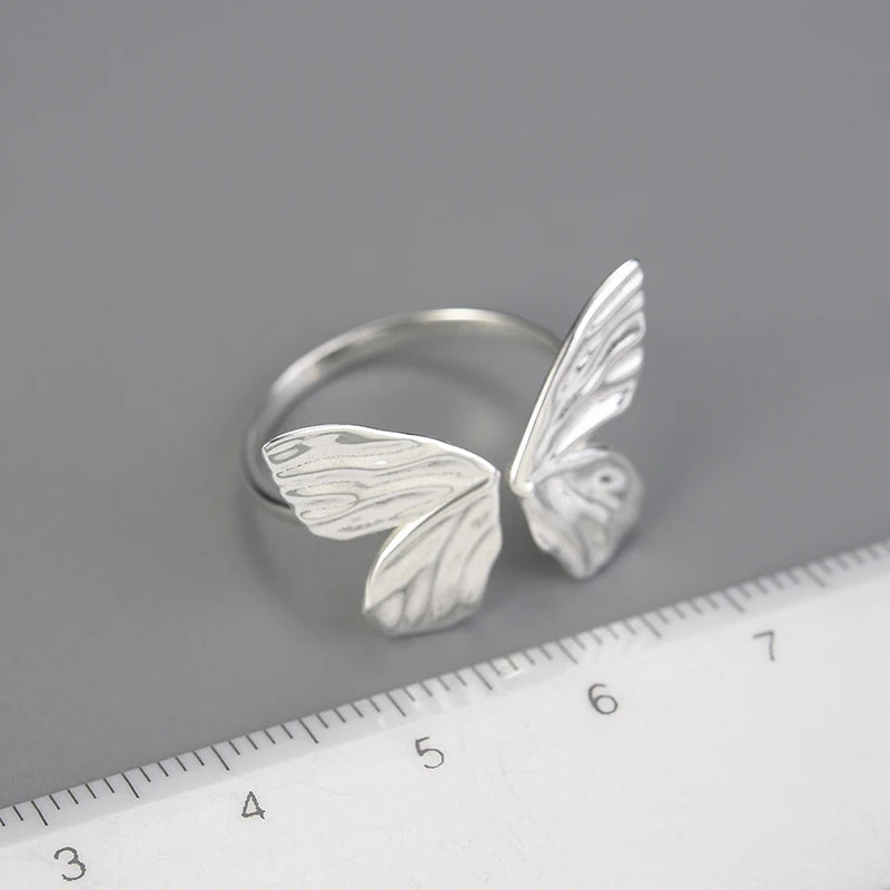 Silver Adjustable Vintage Butterfly Rings