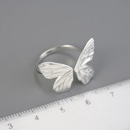 Silver Adjustable Vintage Butterfly Rings
