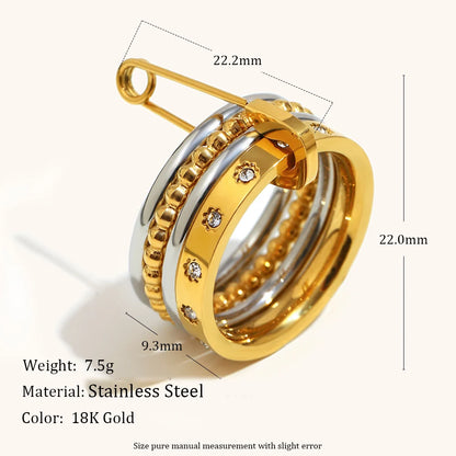 Waterproof 18K Gold Plated Pin Loop Buckle Ring