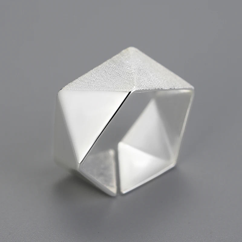 Silver Minimalism Adjustable Origami Ring