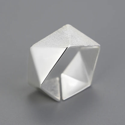 Silver Minimalism Adjustable Origami Ring