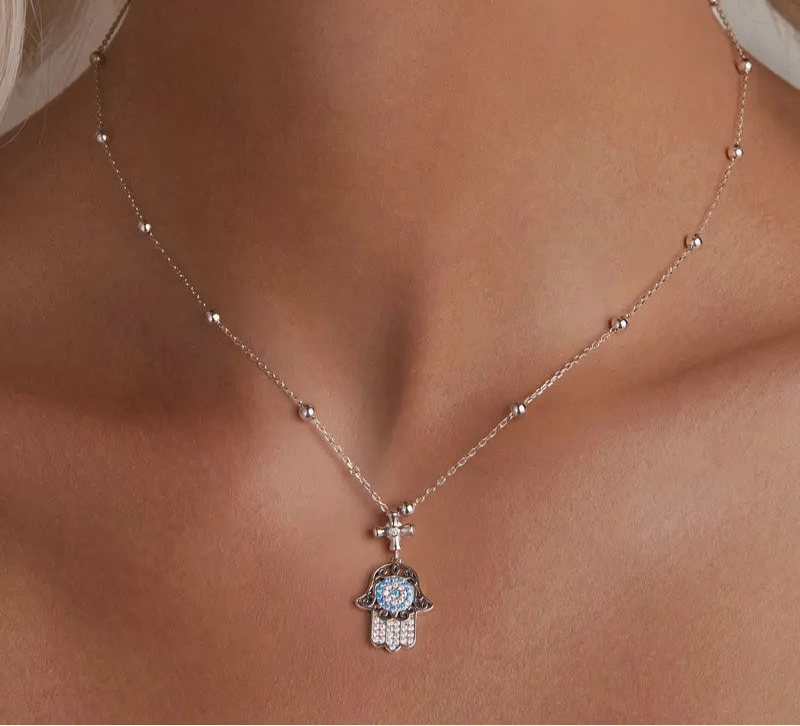 Silver Fatima's Hand Necklace
