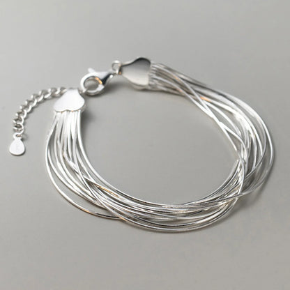 Silver Multilayer Minimalist Snake Chain Bracelet