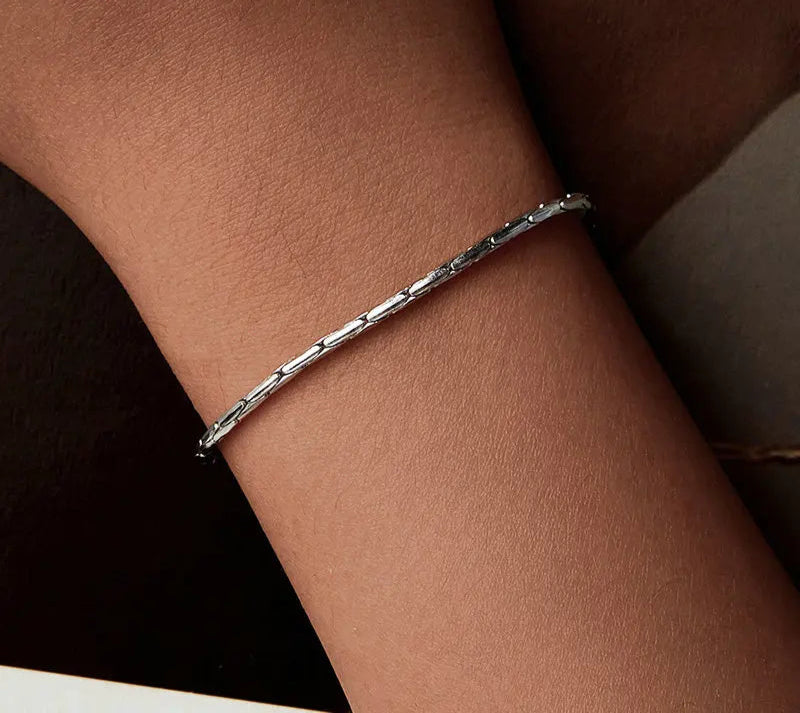 Silver White Gold Plated Basic Bracelet