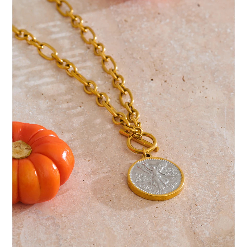 18K Gold Double‑Sided Angel Necklace Waterproof Stainless Steel Chain