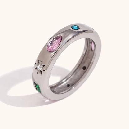 Waterproof Cubic Zirconia High-end Stainless steel 18K Gold Rings