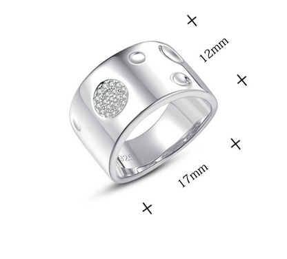 Silver Zircon Wide Ring
