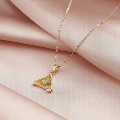 925 Sterling Silver Triangle Devil's Eye Pendant Necklace – Trendy Vintage Charm Jewelry
