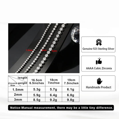 Silver Tennis Bracelet Clear Zirconia Chain Bracelet