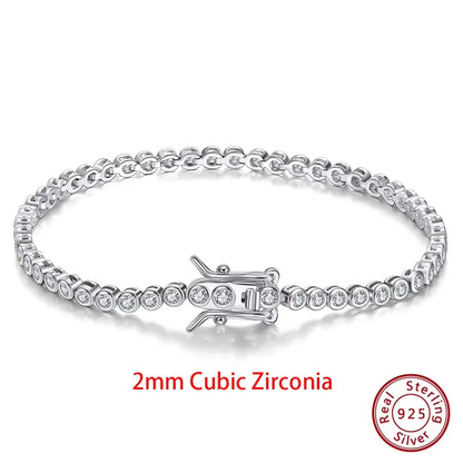 Silver Tennis Bracelet Clear Zirconia Chain Bracelet